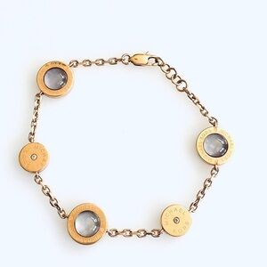 Michael Kors MK bracelet 7.5” light rose gold tone and iridescent blue s…